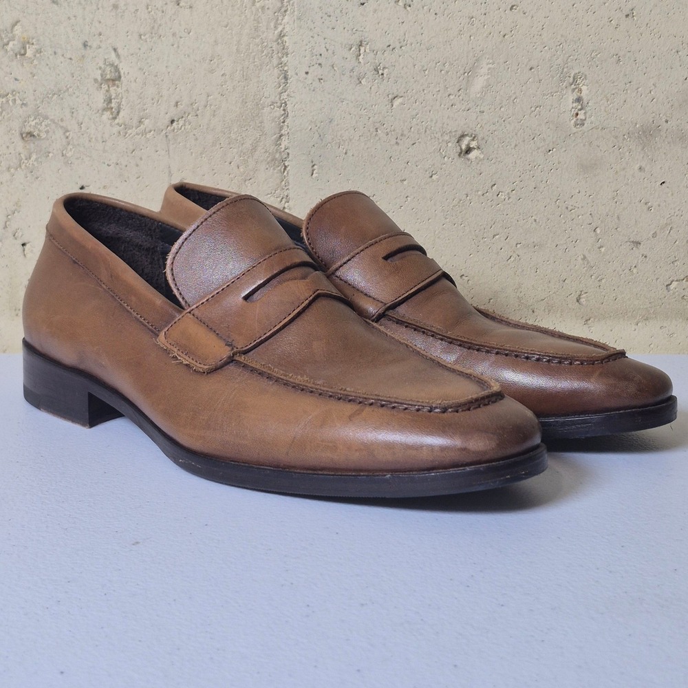 To Boot Cognac Leather Penny Loafers